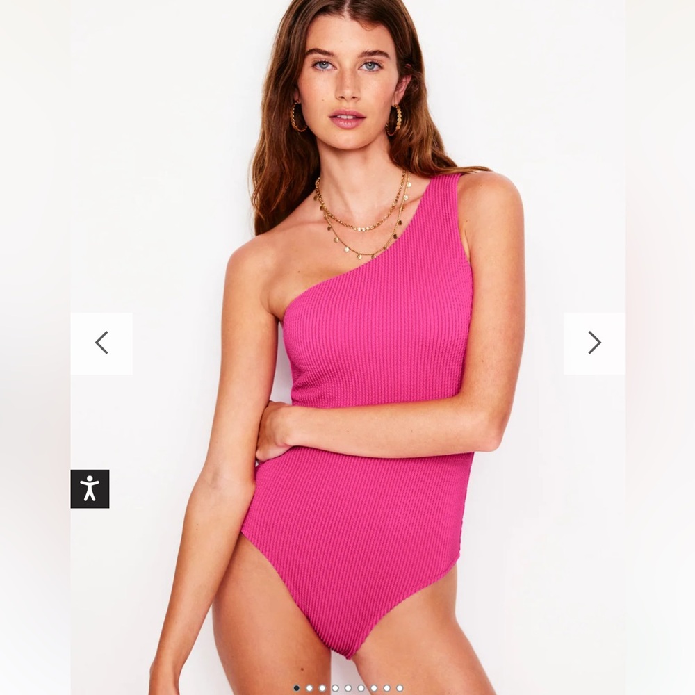 Boden One Shoulder Swimsuit in Amazing Pink